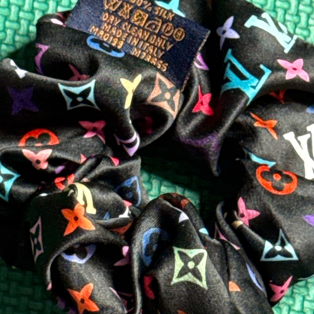 Black Multicolor Silk Hair Accessory